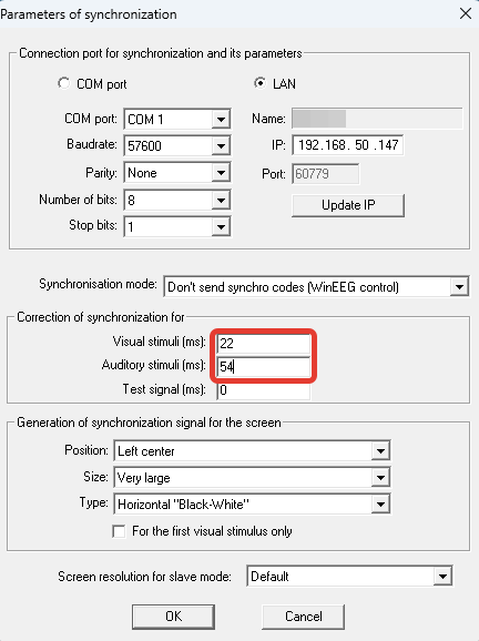 Parameters of synchronization