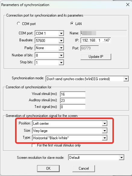 Parameters of synchronization