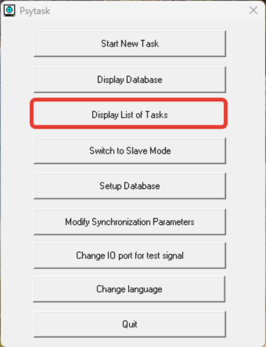 Psytask Display List of Tasks