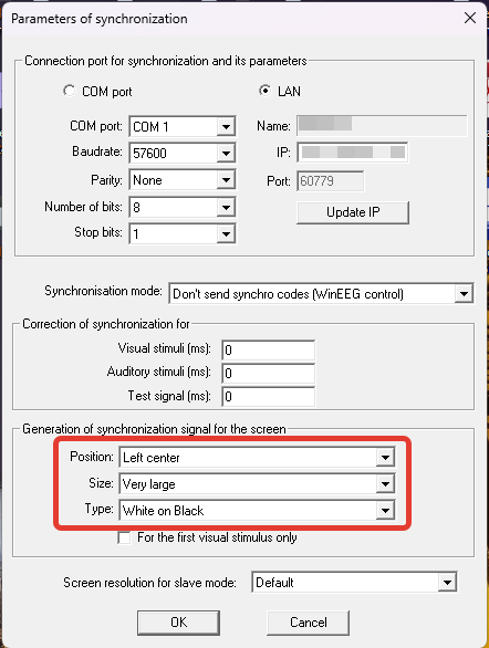 Modify synchronization parameters